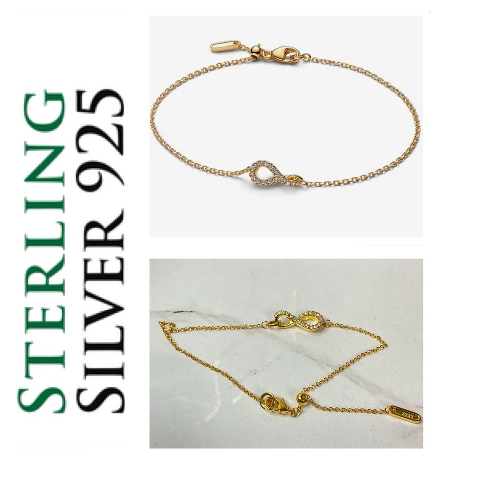 🌟 14K Gold Plated Paved Infinity Bracelet